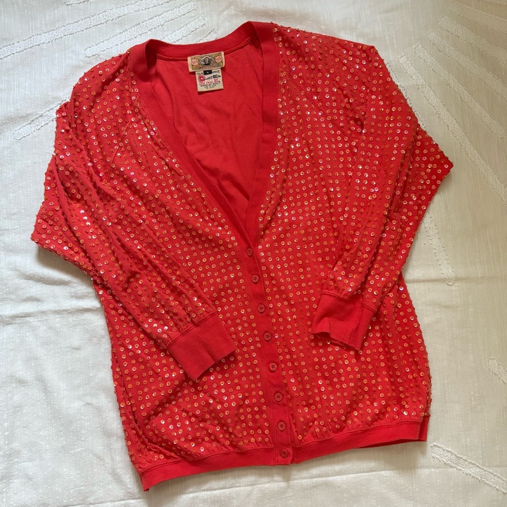 ✨Gene Ewing BIS Sequin Cardigan- Burnt Orange- Size Small fits like a Medium